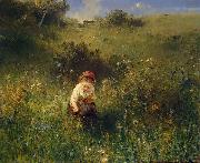 Ludwig Knaus Girl in a Field Germany oil painting artist